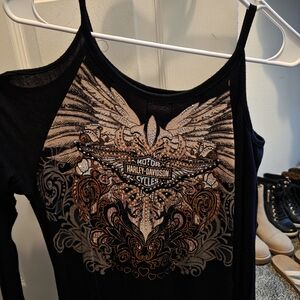 Harley-Davidson Black and Gold Graphic Camisole